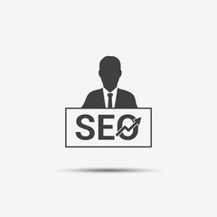 Businessman & Search Engine Optimization SEO Label