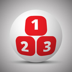 Red 123 Blocks icon on white sphere