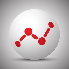 Red Graph icon on white sphere