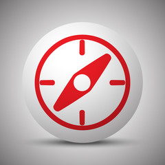 Red Compass icon on white sphere