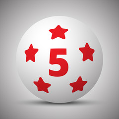 Red Five Star icon on white sphere