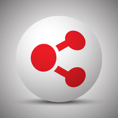 Red Share icon on white sphere