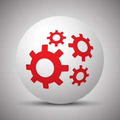 Red Process icon on white sphere