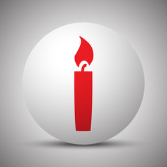 Red Candle Light icon on white sphere