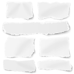 Fototapeta premium Set of different shapes blank paper scraps placed on white