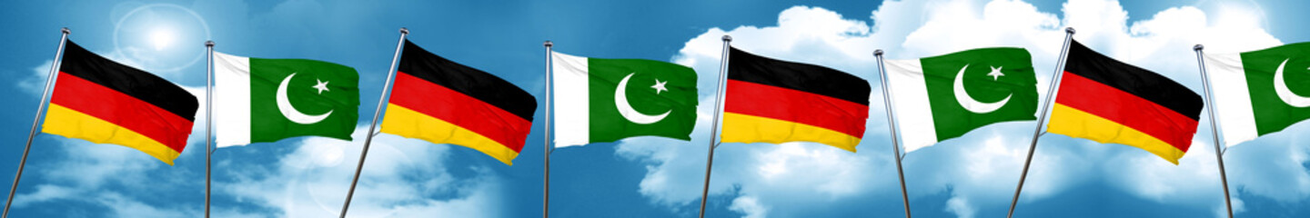 German flag with Pakistan flag, 3D rendering