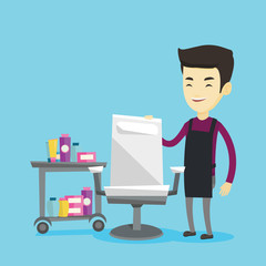 Hairdresser at workplace in barber shop.