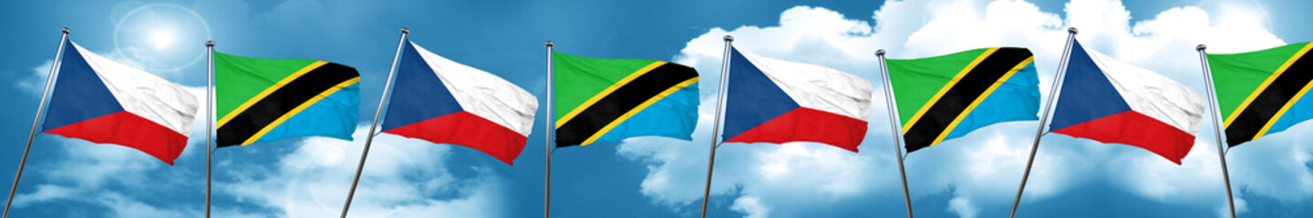 Fototapeta na wymiar czechoslovakia flag with Tanzania flag, 3D rendering