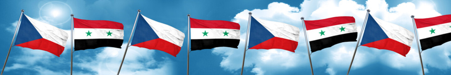 Fototapeta na wymiar czechoslovakia flag with Syria flag, 3D rendering