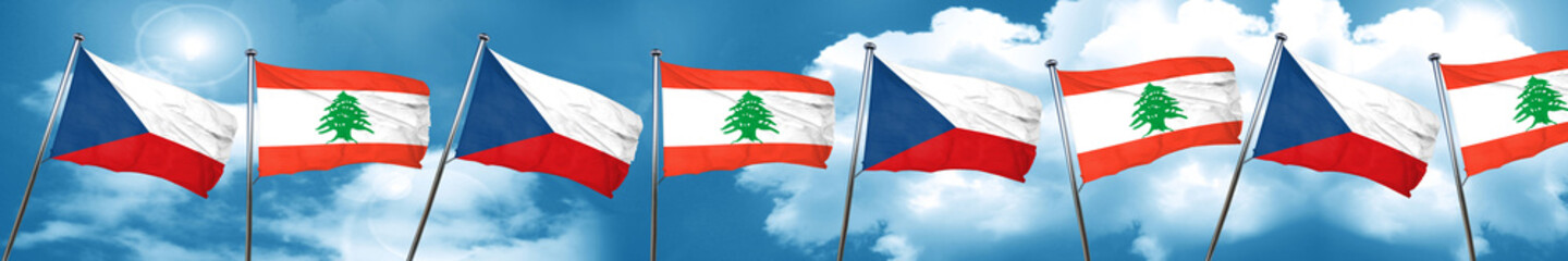 czechoslovakia flag with Lebanon flag, 3D rendering