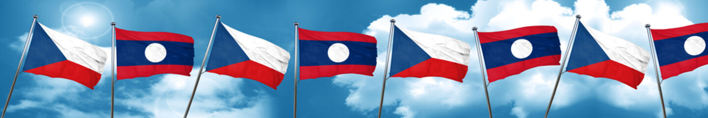 czechoslovakia flag with Laos flag, 3D rendering
