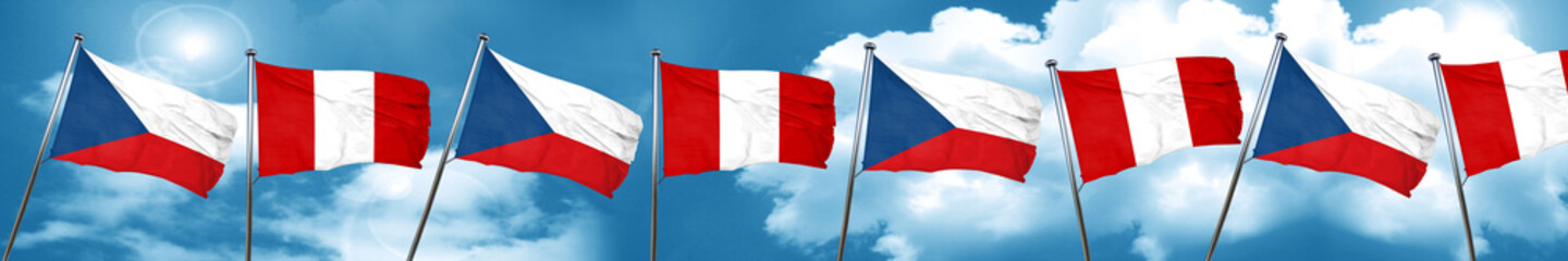 Fototapeta na wymiar czechoslovakia flag with Peru flag, 3D rendering
