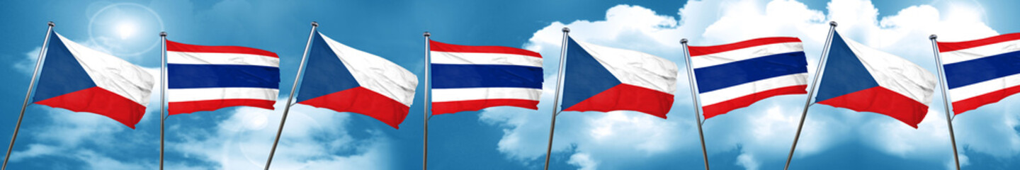 Naklejka na ściany i meble czechoslovakia flag with Thailand flag, 3D rendering