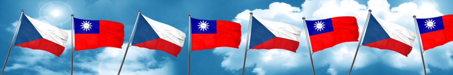 czechoslovakia flag with Taiwan flag, 3D rendering
