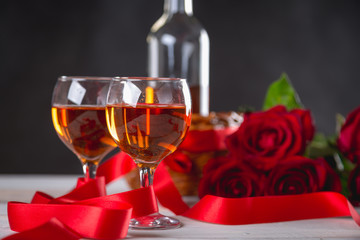 Valentines composition with dark background