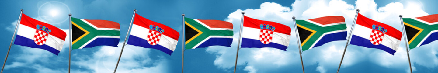 croatia flag with South Africa flag, 3D rendering