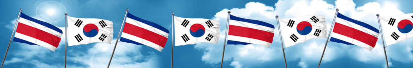 Fototapeta na wymiar Costa Rica flag with South Korea flag, 3D rendering