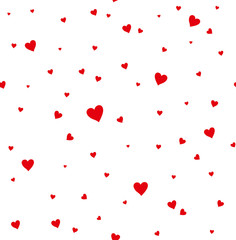 Seamless pattern of red hearts. Flat design.