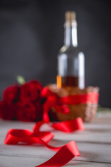 Beautiful composition of valentines stuff on dark background