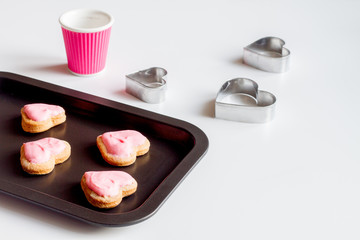 cookies for Valentine's Day heartshaped on white background