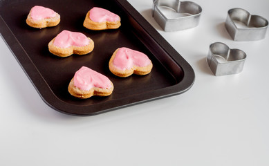 cookies for Valentine's Day heartshaped on white background