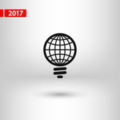 GLOBAL Light bulb  icon, vector illustration. Flat design style