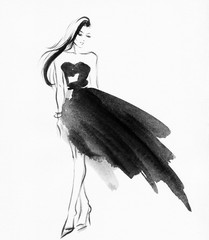  Fashion illustration. Watercolor painting