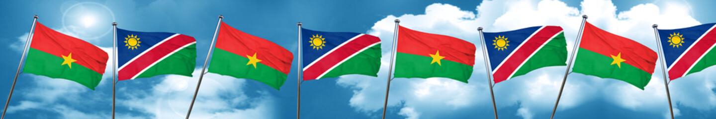 Burkina Faso flag with Namibia flag, 3D rendering