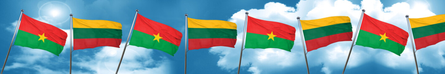 Burkina Faso flag with Lithuania flag, 3D rendering