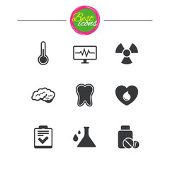Medicine, medical health and diagnosis icons.