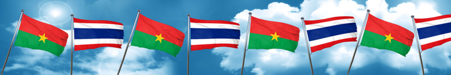 Burkina Faso flag with Thailand flag, 3D rendering
