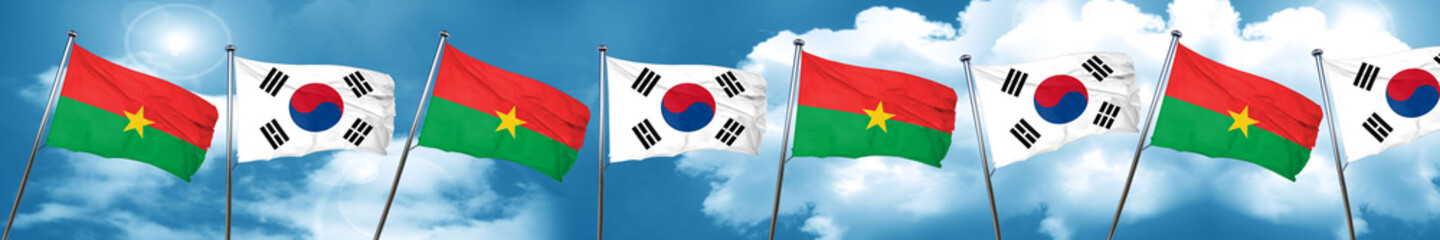 Fototapeta na wymiar Burkina Faso flag with South Korea flag, 3D rendering