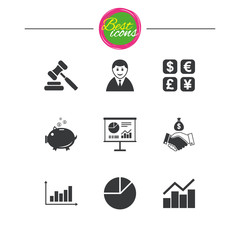 Money, cash and finance icons. Handshake sign.