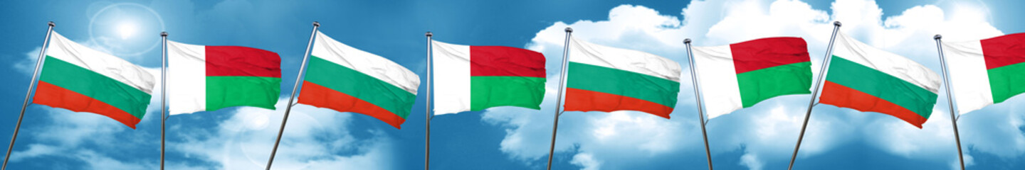 Fototapeta na wymiar bulgaria flag with Madagascar flag, 3D rendering