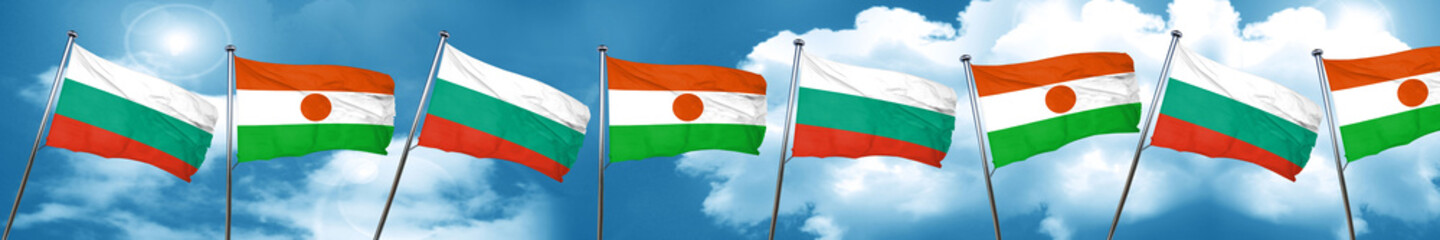 Fototapeta na wymiar bulgaria flag with Niger flag, 3D rendering