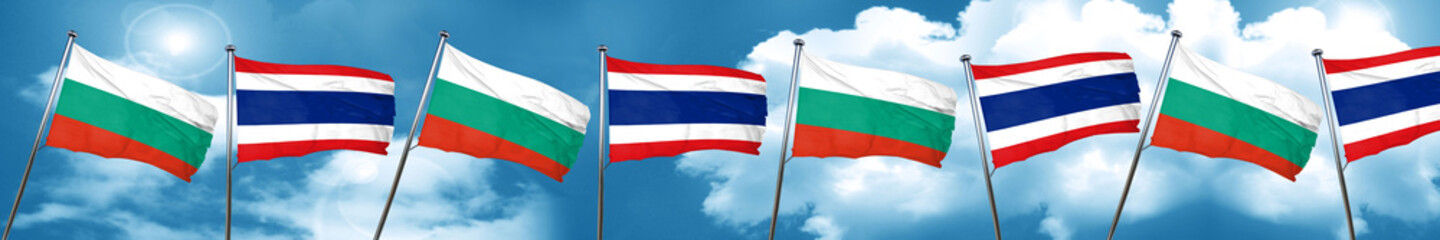 bulgaria flag with Thailand flag, 3D rendering