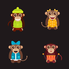 Monkey animal fun character vector illustration.