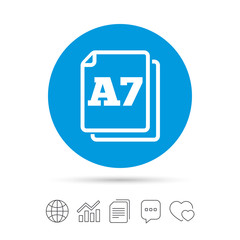 Paper size A7 standard icon. Document symbol.