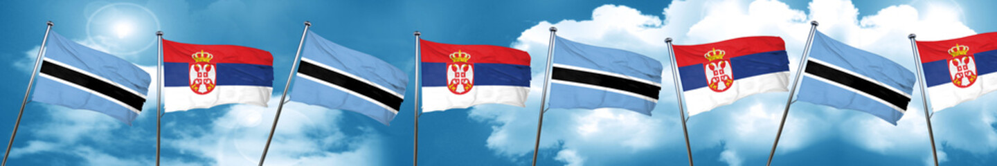 Botswana flag with Serbia flag, 3D rendering