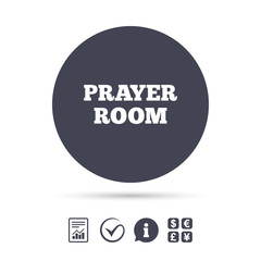 Prayer room sign icon. Religion priest symbol.