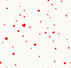 Chaotic red hearts seamless pattern.