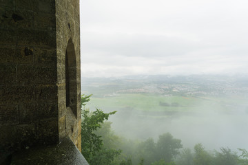 Castle Hohenzollern under cloudy skies in Germany