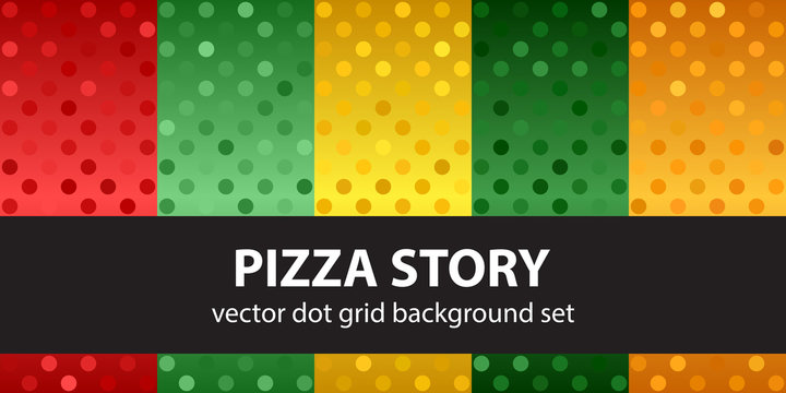 Polka dot pattern set "Pizza Story". Vector seamless backgrounds