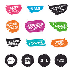 Sale speech bubble icons. Black friday symbol.