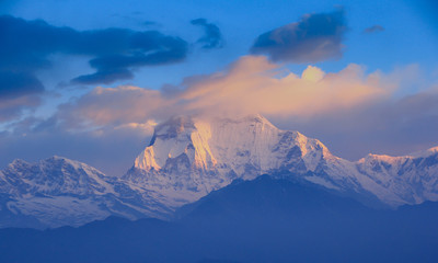 Panorama view Mount Machapuchare at sunrise ,Nepal