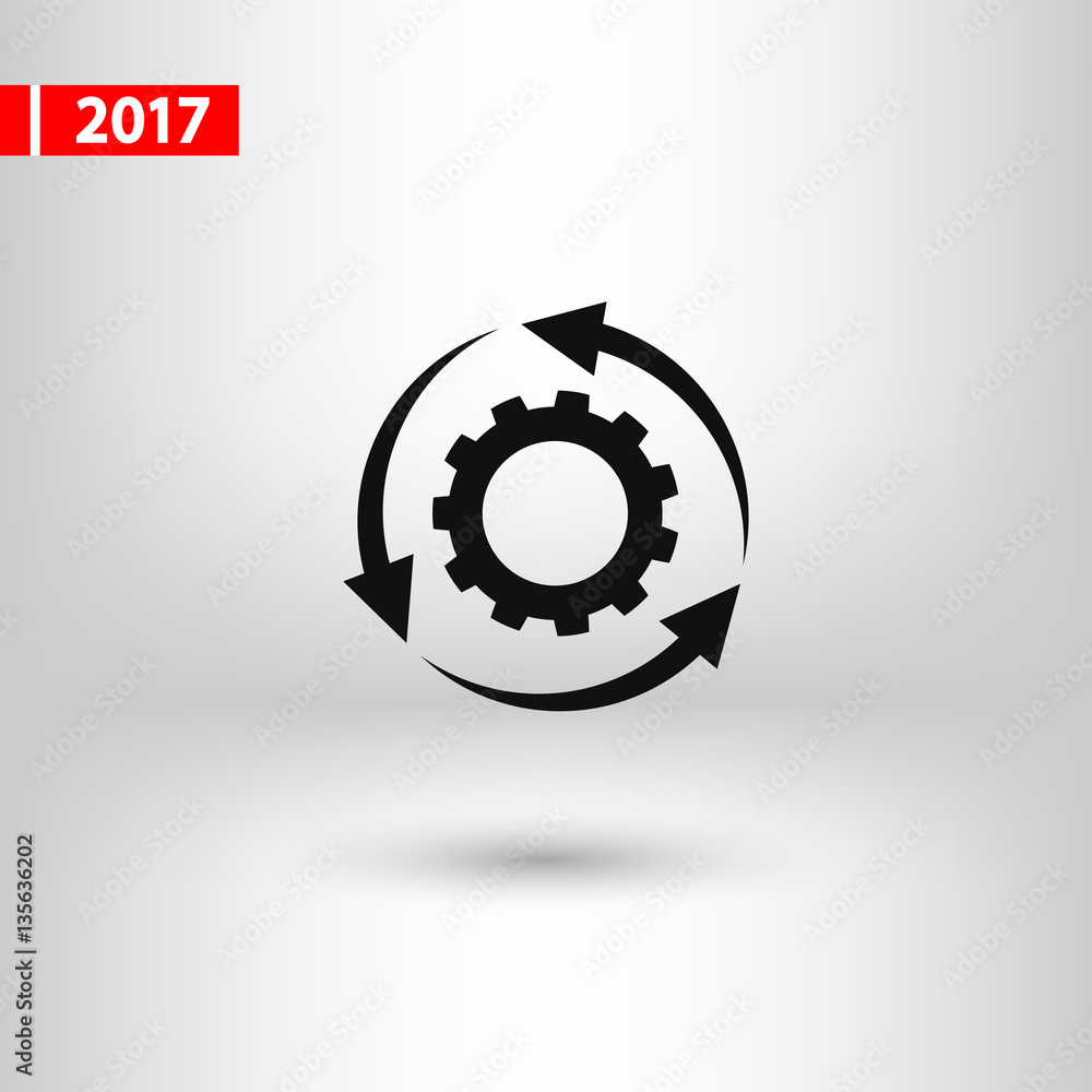 Poster setting parameters, circular arrows icon, vector illustration. flat design style