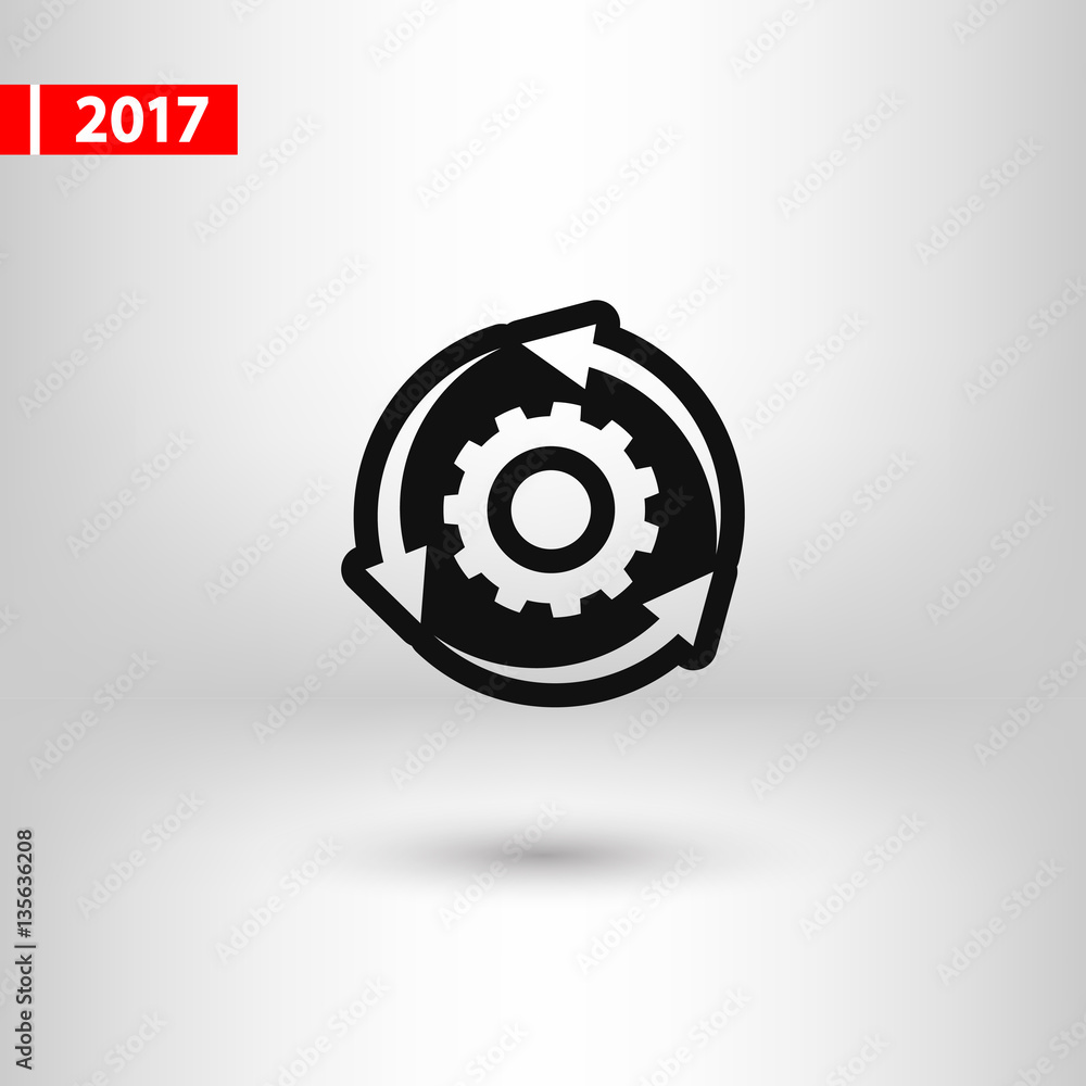 Poster setting parameters, circular arrows icon, vector illustration. flat design style