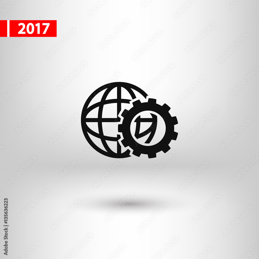 Poster setting parameters, globe icon vector illustration. flat design style