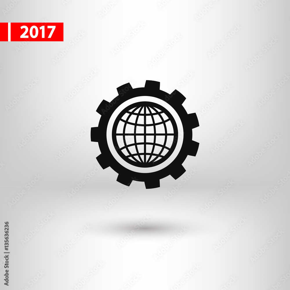 Poster setting parameters, globe icon vector illustration. flat design style