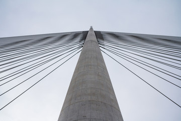 Ada Bridge main pylon seen from the ground - Belgrade - Serbia.